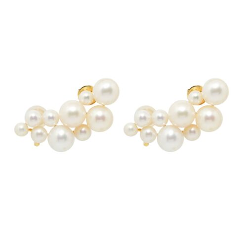 Brinco Ear Cuff com Pérolas em Ouro