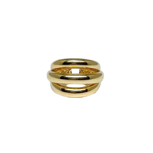 Anel largo aro triplo ouro amarelo 18k