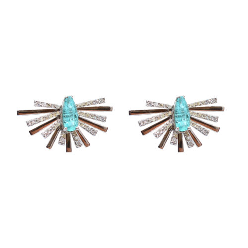 Brinco com Diamantes e Turmalina Paraiba