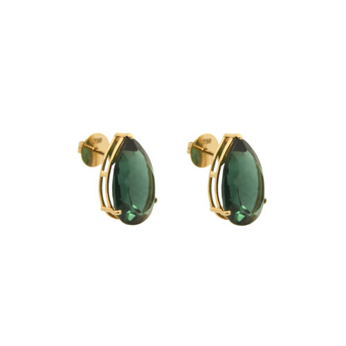 Brinco gota de topazio verde