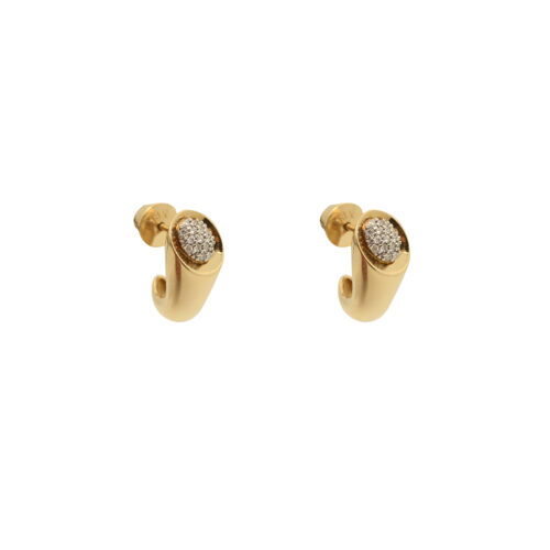 Brinco meia argola com brilhantes